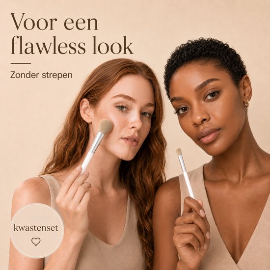 Ensemble de pinceaux de maquillage Vaive, 9 pièces - Pinceaux vegan - Pinceaux pour fond de teint, ombre à paupières, blush, kabuki et poudre bronzante - avec trousse - Blanc