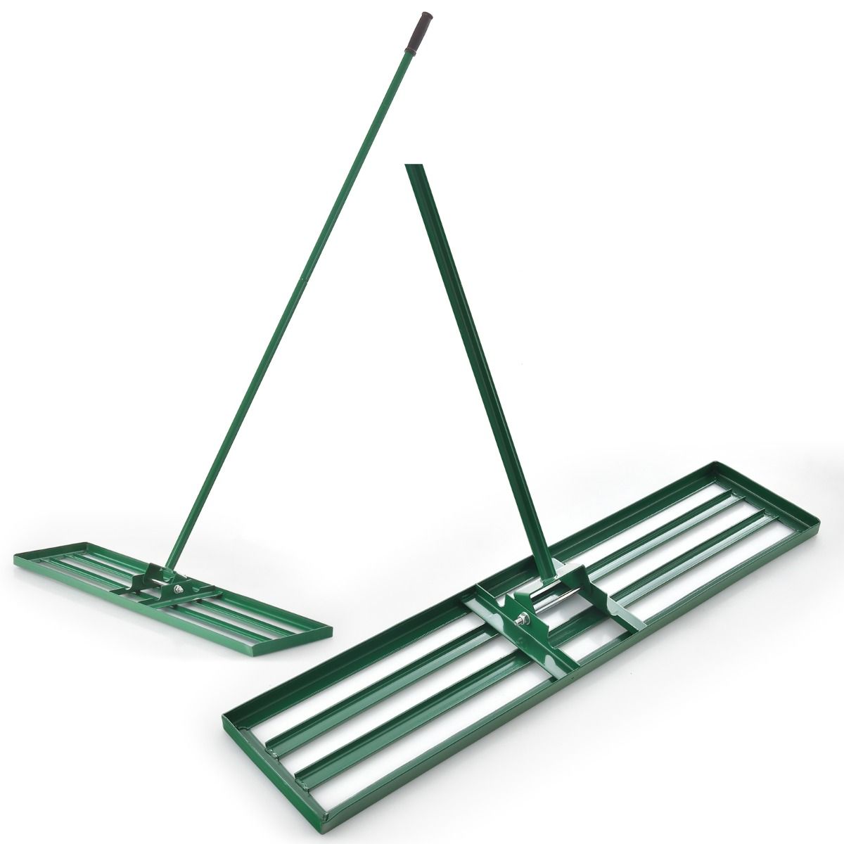 Râteau à gazon Coast - râteau niveleur à long manche - poignée ergonomique - 106 x 25 cm - vert