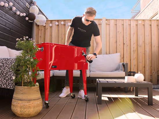 AXI Retro Cooler Rouge - Glacière à roulettes - Capacité de 76 L - Glacière avec robinet de vidange