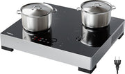 Table de cuisson à induction KitchenBrothers - autoportante - 60 cm - 4 zones - 1 phase - jusqu'à 2400W - Argent/RVS