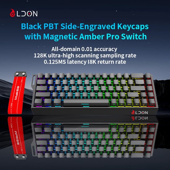 Mide68 - Clavier gaming filaire à 65 % - Clavier à rétroéclairage RGB - Clavier mécanique à déclenchement rapide à effet Hall - Hot Swap - 8 kHz - Temps de réponse de 0,01 mm - 0,125 ms - Touches imprimées sur le côté - 68 touches - Meilleur rapport quali