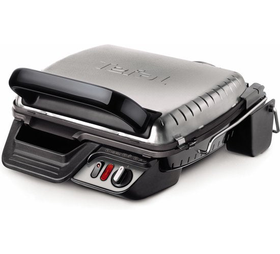 Gril de table Tefal Ultra Compact 600 Comfort GC3060 - Mode barbecue - Température réglable - Plaques antiadhésives amovibles - Bac de récupération des graisses - Rangement vertical - 2 000 W - Acier inoxydable