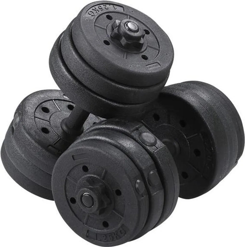 Yaheetech Jeu d'haltères 20kg - Réglable - Anti-dérapant - 12 poids - Noir