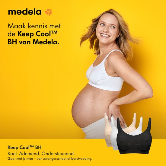 Soutien-gorge Medela Keep Cool - Soutien-gorge d'allaitement sans coutures - Soutien-gorge de grossesse avec 2 zones respirantes - Tissu Soft Touch - Noir - Taille S