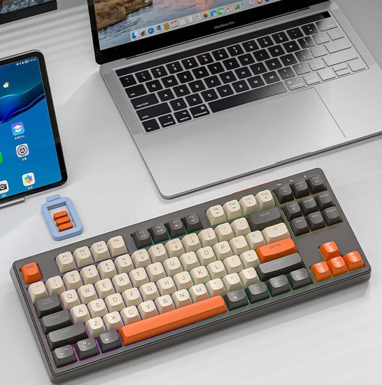 Clavier de jeu sans fil M87 RGB - 87 touches - BT5.0/2.4G - PBT Ball Keycaps - Shimmer