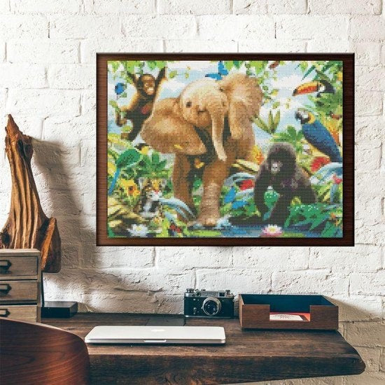 Rubye® Peinture Diamantée Adultes - Peinture Diamantée Enfants - Animaux de la jungle - 30x40cm