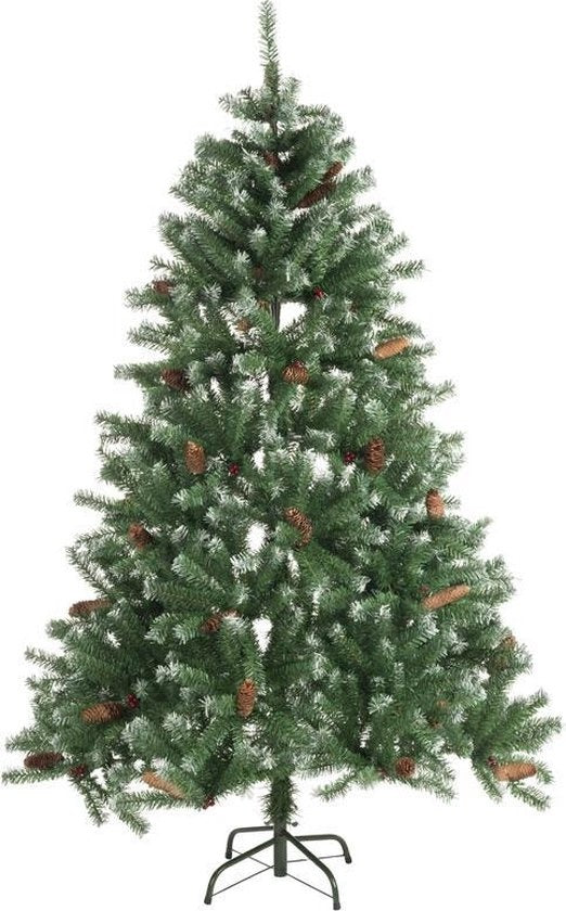 Cadeaux de Noël Arbre de Noël artificiel - Epicéa avec pommes de pin - Décoration de Noël pour l'intérieur - 1024 Tops - 210 cm - Vert
