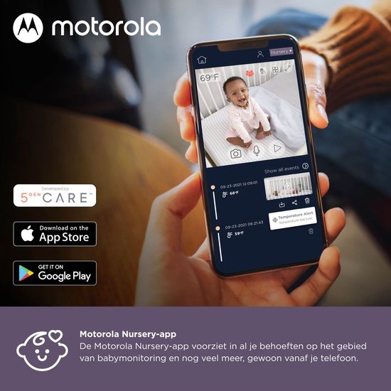Écoute-bébé Motorola VM85 Connect avec écran 5 pouces, Wi-Fi, blanc
