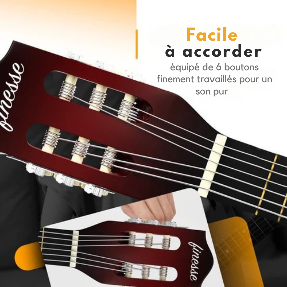 Guitare acoustique – Finesse – set débutant – Guitare classique, enfants et adultes – cordes en Nylon