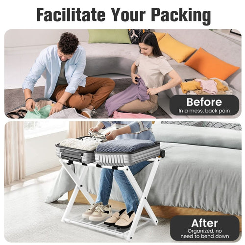 Porte-bagages Coast avec porte-chaussures pliable - blanc
