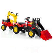 Tracteur pour enfants Coast - Pelleteuse 3-en-1 avec remorque amovible - 6 roues - rouge