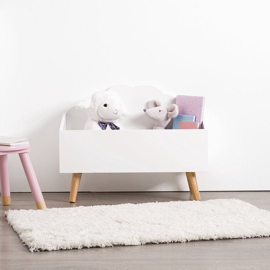 Coffre à jouets en bois Sphera - blanc - 58 x 28 x 45 cm