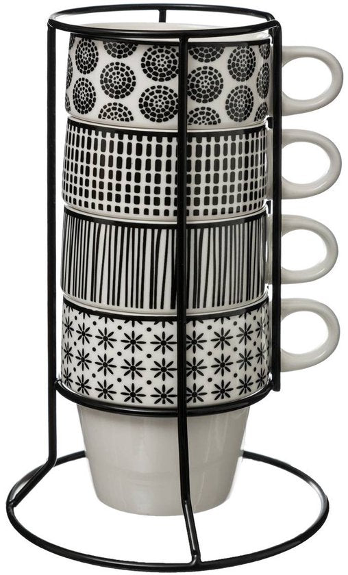SG - Lot de 4 tasses de 20 cl avec support métallique