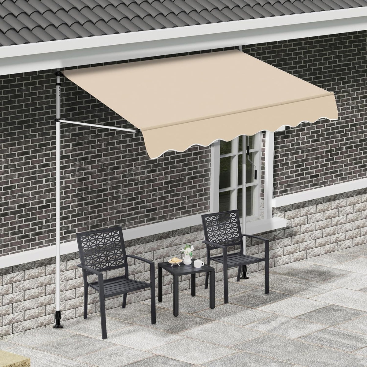 Store à pince Yaheetech 250 × 180 cm – réglable en hauteur, avec manivelle, beige