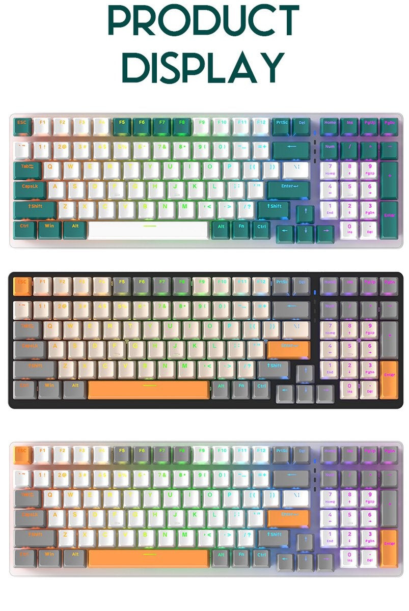 Fuegobird K3 Mechanical Gaming Keyboard - 100keys - Red Switch - QWERTY - Mechanical RGB Backlight Keyboard - White/Orange