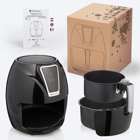 Airfryer KitchenBrothers Friteuse sans huile à hair chaud - 7 programmes automatiques - 80-200°C - 1300W