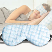 Masque de sommeil femmes & hommes EL-Life - Masque pour les yeux avec dentelle en tissu de velours - Ajustable - Bleu et blanc