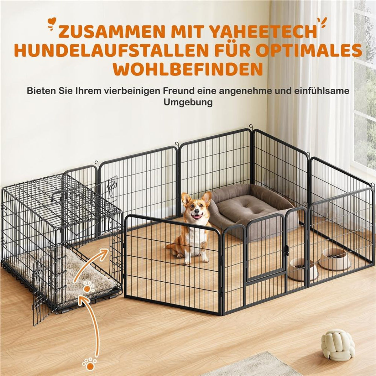 Cage pliable pour chien Yaheetech 90 x 56 x 63 cm - Noire - Avec cloison, tiroir de fond et 2 portes