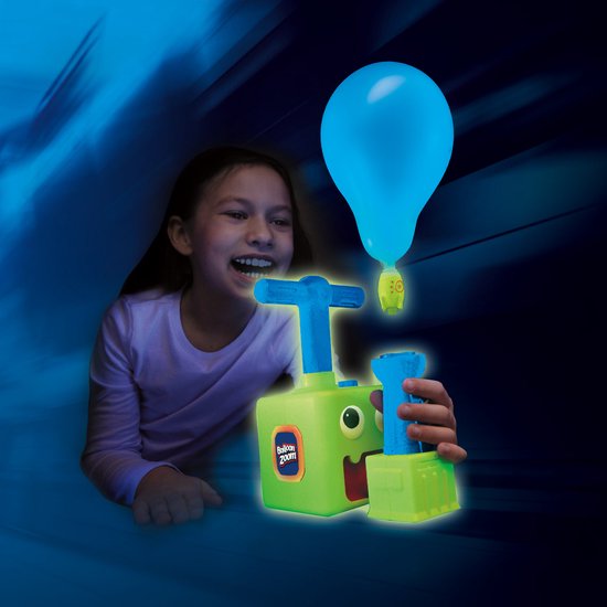 Mediashop Balloon Zoom - Jouet gonflable en forme de voiture pour les enfants à partir de 3 ans - avec modes « voiture » et « fusée » - brille dans le noir