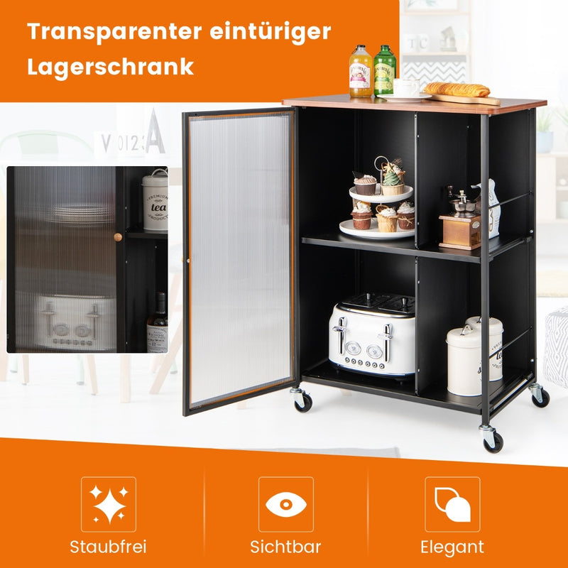 Coast Mobile Serving Car Metal Kitchen Trolley Trolley 70 x 43 x 89 cm zwart + Brown