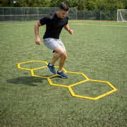 Cerceaux d'agilité Umbro - 57,5 cm - Kit d'agilité - 6 hexagones avec raccords - Matériel d'entraînement de football - Échelle de vitesse - Jaune