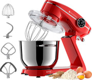 KitchenBrothers Robot de cuisine - Affichage tactile et minuterie - Robot de cuisine - 6L - 1800W - Aluminium - Rouge