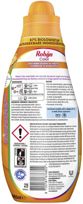 Robijn Klein & Krachtig Lessive pour linge de couleur, 22 lavages, 665 ml