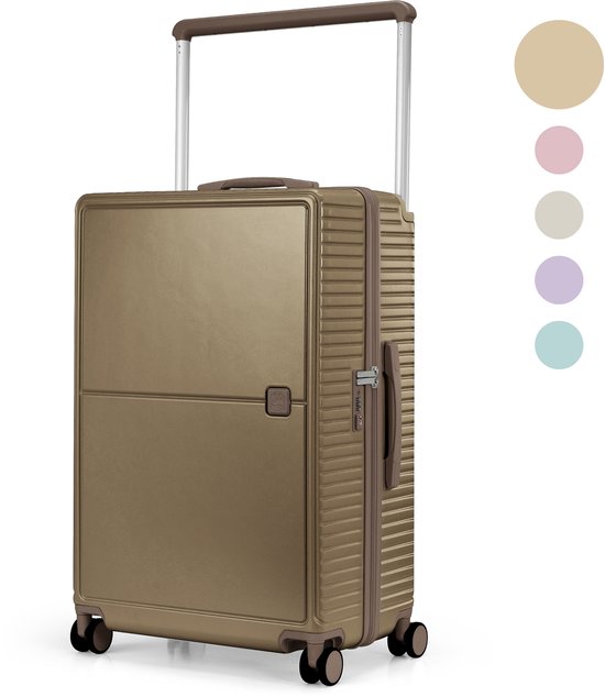 Skycases City Walker - Bagage à main Valise - 34L - Léger et solide - Roues pivotantes à 360° - Verrouillage TSA - Housse de protection incluse - Compact et spacieux - Champagne