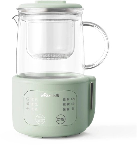 Bouilloire électrique Bear Mini 0,4 L – Commande tactile et 6 fonctions – Verre borosilicaté et filtre – 430 W – Design compact et élégant