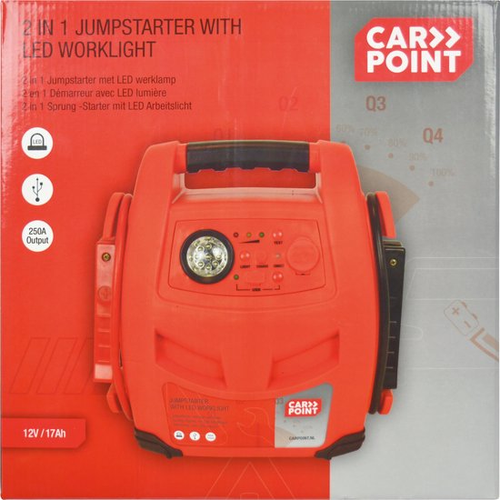 Carpoint Démarreur de démarrage 12V/7AH 2in1 LED 250A