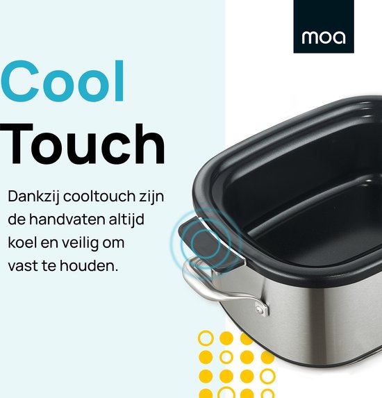 MOA Multicooker - Mijoteuse - 8 fonctions de cuisson - 6 litres - 1250W - Cuiseur de riz - Cuiseur vapeur - Cuiseur sous vide - Yaourtière - acier inoxydable - MC01S