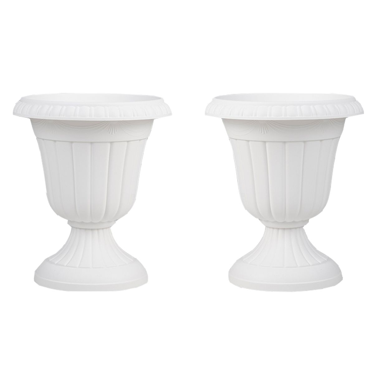 Lot de 2 jardinières Coast - forme d'urne - résistantes aux intempéries - blanches, 46,5 cm de hauteur