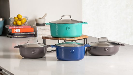 Cocotte en fonte Saveur Selects - Ø25 cm - Compatible induction, gaz, électrique, céramique - Gris