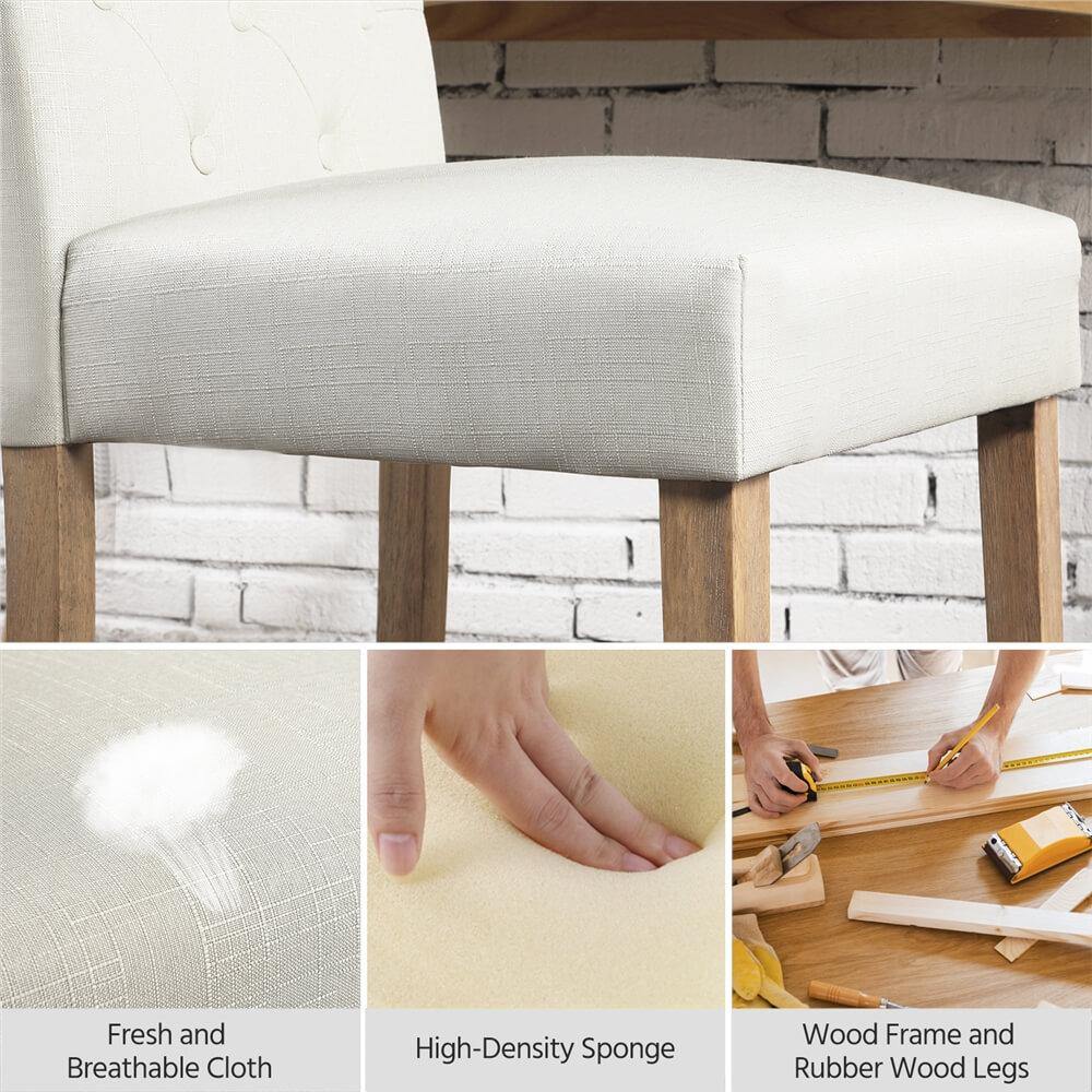 Chaises de salle à manger à dossier haut Yaheetech - Lot de 2 - Beige - 45,5 × 62 × 98,5 cm