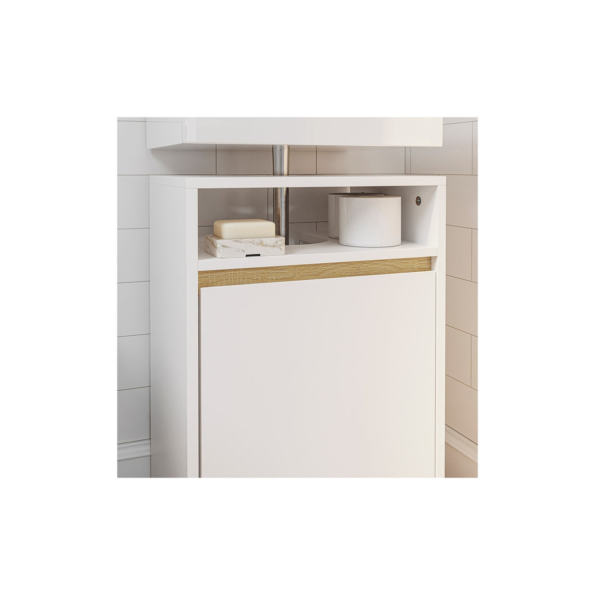 Meuble sous-vasque SoBuy à 1 porte - Blanc - 40 x 36 x 60 cm - Avec compartiment ouvert, style moderne