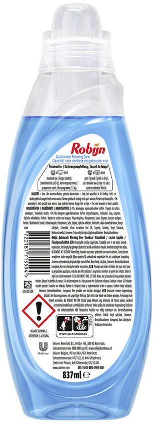 Robijn Advanced Quickwash Lessive liquide Morning Dew 22 lavages 837 ml