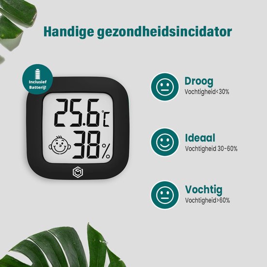 Ease Electronicz hygromètre - Station météo - Humidimètre - Thermomètre d'intérieur - Pile et bande adhésive incluses