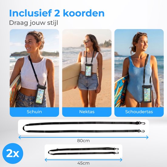 Étui étanche 2 en 1 pour téléphone Nuvance avec cordon - Universel jusqu'à 7 pouces - Étui Drybag - Double fermeture à clip