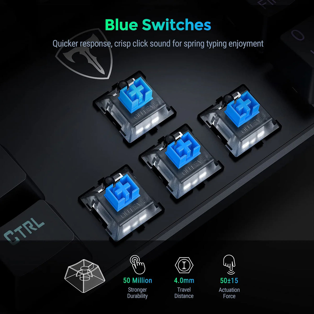 Clavier mécanique ET USB filaire - 104 touches - Commutateurs bleus, RGB, anti-ghosting