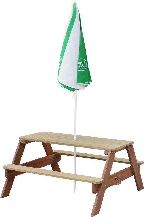 Parasol AXI vert/blanc - Parasol pour enfants de 125 cm  - Compatible avec les tables de pique-nique, les tables à eau et les bacs à sable AXI