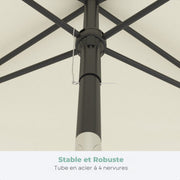 LifeGoods Parasol - 200x125cm - 30° inclinable - Imperméable - Avec housse - Couleur crème