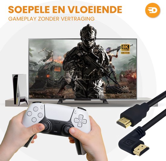 Drivv. Câble HDMI 2.1 - coudé - Ultra HD 8K - HDMI vers HDMI - 2 mètres - noir