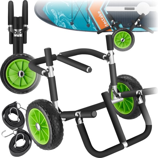 tectake® Chariot de transport pliable pour planche de surf - pour planche de stand-up paddling - canoë bateau ou kayak gonflable - chariot - buggy pour SUP - planche de surf