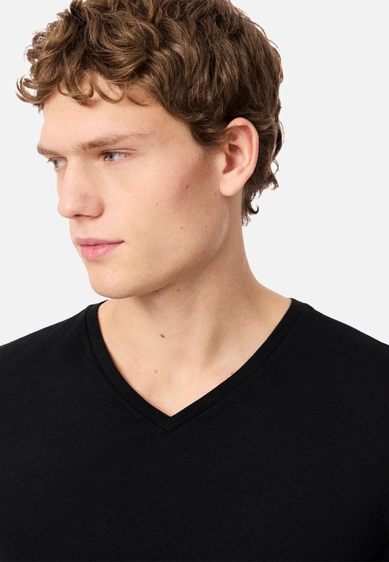 T-shirts Lacoste pour homme à col en V, 3 pièces, noir basique
