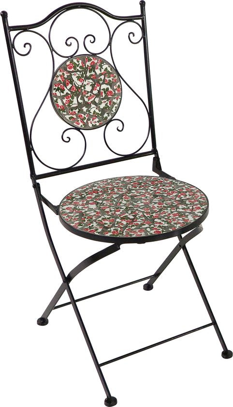 AXI Amélie Ensemble de bistrot Mosaïque Fleurs Rose - Structure métallique avec carreaux en céramique – Ensemble de balcon comprenant 2 chaises et une table