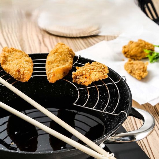 Wok en fonte 28 cm – Sans PFAS – Bouton aromatique – Couvercle – Induction – Wok Wasabi