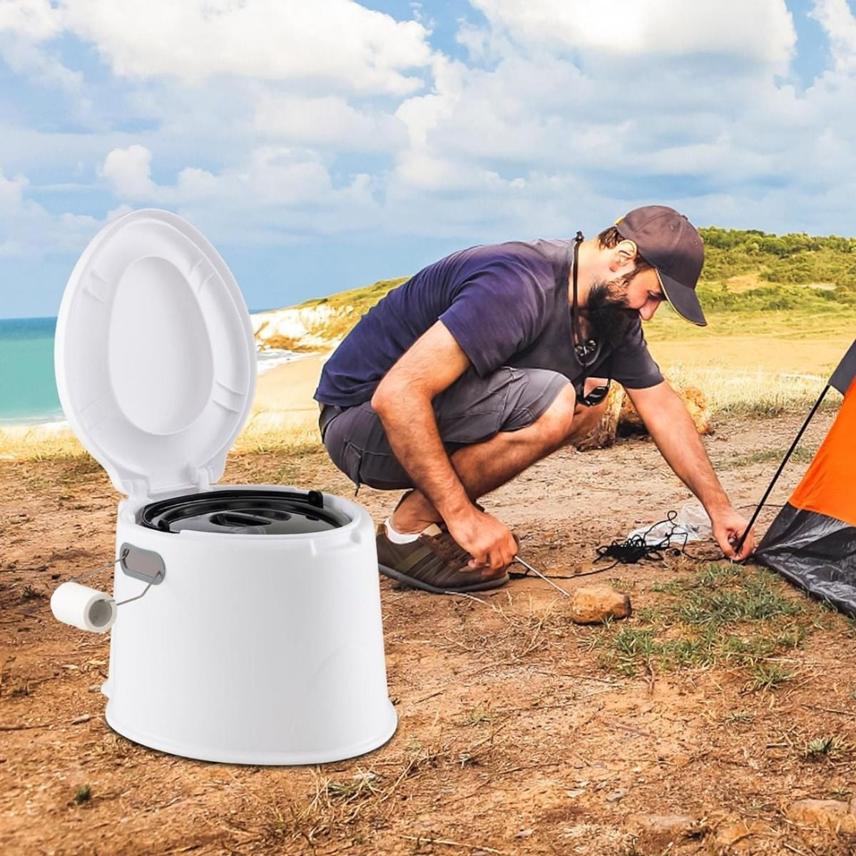 Coast Camping Toilet Toilette de voyage portable - blanc