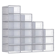 Lot de 18 boîtes à chaussures Joyfurnos - Transparentes et grises - Empilables - 33,3 x 23,1 x 14,3 cm par boîte