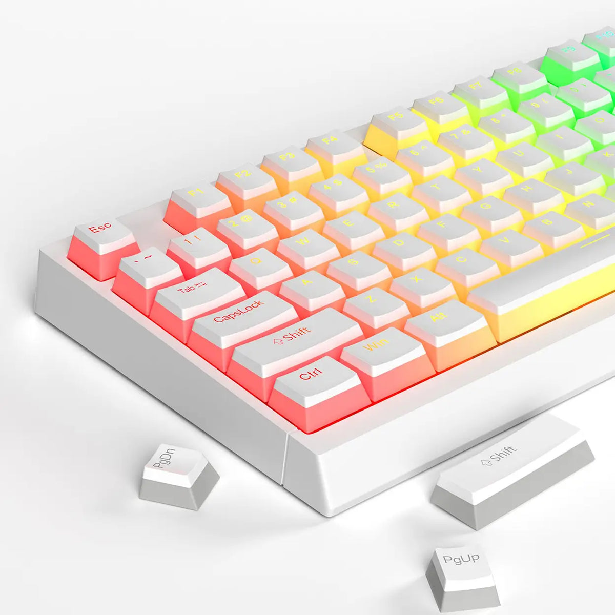 Capuchons de touches MageGee Double Shot PBT « pudding » - 130 touches - blanc