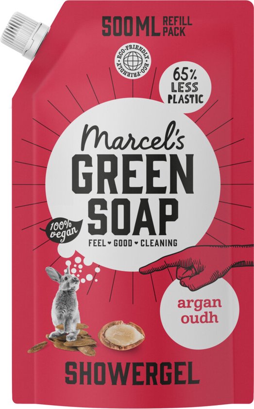 Recharge de gel douche Marcel's Green Soap à l'argan et à l'oud, 500 ml
